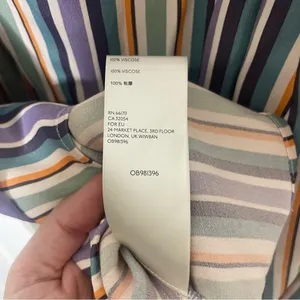 Maeve Anthropologie Freya Satin Multi Stripe Button Front Midi Skirt Xs/0 349 thumbnail 6