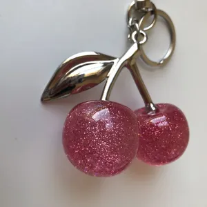 Pink Glitter Cherry Bag Charm, Silver Tone thumbnail 12