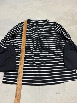 By Anthropologie black and white stripe blouse small thumbnail 2