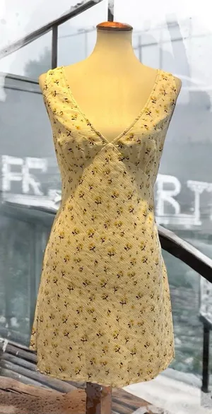 Princess Polly Nellie Yellow Floral V-Neck Mini Dress - Size 10 (US) thumbnail 1