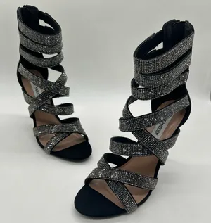 Steve Madden Heels Women 9 Black Malika Open Toe Strap Sandals Wedding Party NEW thumbnail 1