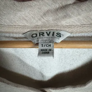 Orvis vneck Beige Pullover fleece lined Sweater‎ Womens size small thumbnail 3
