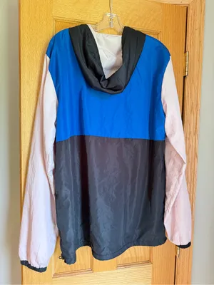 Colorblock Anorak Windbreaker Jacket Pink Blue Black Ragstock Size Large thumbnail 4