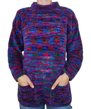 Vintage 80s Colorful Rainbow Knit Sweater thumbnail 1