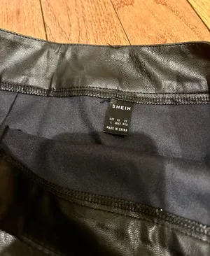 SheIn NWOT Sexy High Waist Notch Hem Leather A-Line /two front slits L thumbnail 16