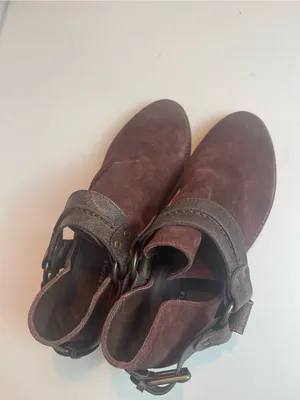 Free People Belle Harness Boots Brown Suede Leather Ankle Booties Buckle Size 8 thumbnail 10
