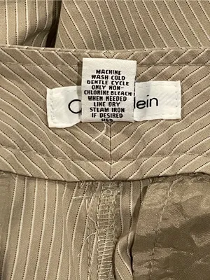 Calvin Klein Riley Tailored Khaki Pinstripe Wide-Leg Trousers thumbnail 9