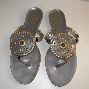 Jack Rogers Sandals Georgica Silver Jelly Thong Size 8 thumbnail 3
