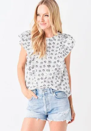 Rebecca Minkoff Women's Lauri Top Sleeveless Ruffle Blouse Sz M thumbnail 1