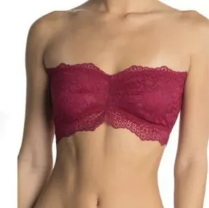Free People Intimately Bandeau Bra Lacey Looks Burgundy Small Strapless New Red thumbnail 1