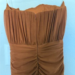 OH POLLY Cari Strapless Ruched Midi Midaxi Dress Copper Brown Size 4 NEW thumbnail 8