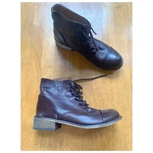 Creator Ankle Leather Booties Boho Chic Brown Lace Up Boots Shoes, Size 38 thumbnail 10