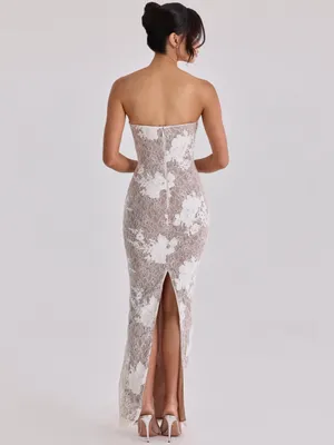 House of CB Lucienne Ivory Embroidered Lace Maxi Dress XL thumbnail 4