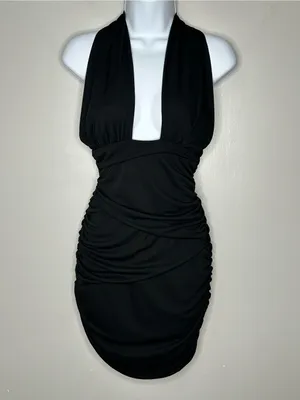 Zara Convertible Halter Top Black Mini Dress Size M thumbnail 4