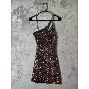 ASTR The Label Rose Gold Sequin Cutout Asymmetrical Mini Party Dress Size XS New thumbnail 3