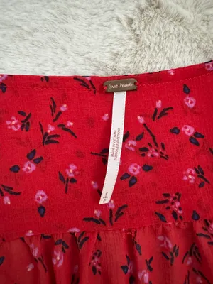 Free People NWOT Lolita Red Floral Ruffled Crop Top thumbnail 4