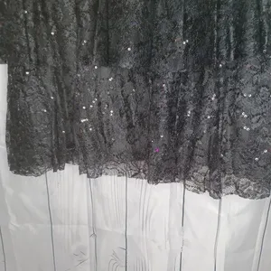 David's Bridal Short Sleeve Illusion Lace Tiered Ruffle Black Homecoming Dress thumbnail 14