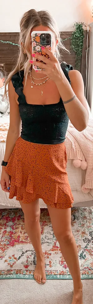 Altar'd State Orange Leopard Print Mini Skirt thumbnail 1