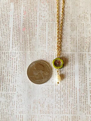 Handmade quality Czech glass flower bead & pear fairy boho retro style necklace🌿✨ thumbnail 7