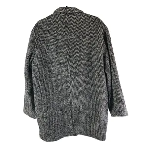 A New Day Herringbone Double-Breasted Coat Black/White Wool Blend Womens L thumbnail 3