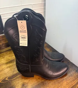 No boundaries black cowgirl rubber/rain boots size 7 thumbnail 1