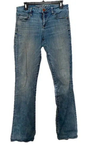 American Eagle Outfitters Blue Women's Distressed Flared Jeans Size 10 thumbnail 1