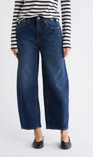 NWOT Seven7 Relaxed Fit High Waist Pieced Barrel Jeans in Canyon Size 12 thumbnail 1