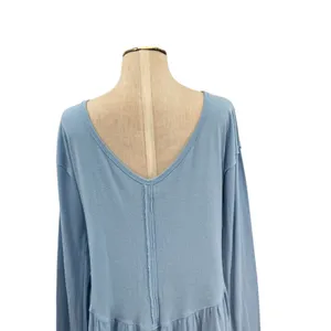 Free People We The Free Rose Petal Tee Shirt Long Sleeve‎ Blue Size Large thumbnail 10