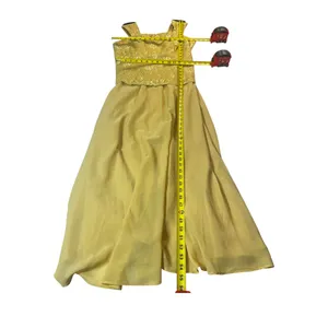 Yellow Lace Overlay Sleeveless Fit & Flare Maxi Prom Dress Size 14 thumbnail 7