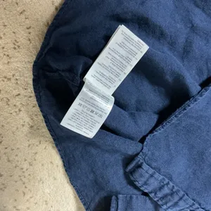 Gant Coastal Preppy Linen Button Down Shirt Womens 4 Navy Blue Long Sleeve Logo thumbnail 6