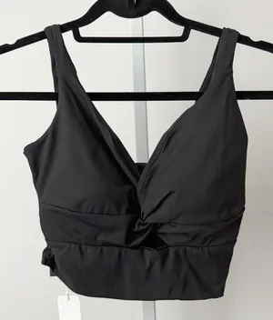 Halara S Black Sports Bra Cloudful Twist Front‎ Activewear Gym Athleisure NWT thumbnail 1