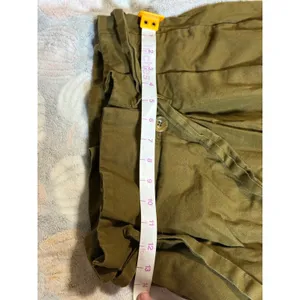 Zara Basic Women Paperbag Ankle Pants Size Small Wide Leg‎ Dark KHAKI Brown Y2K thumbnail 6