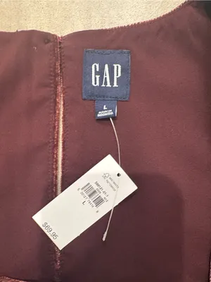 Gap velvet Tank top large Burgundy square neck, smocked sides holiday party NWT thumbnail 7