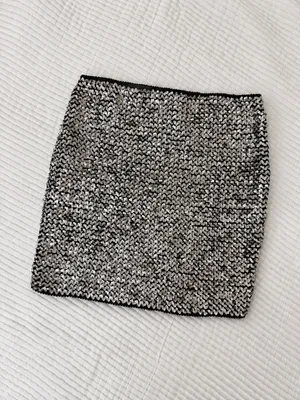 Anna-Kaci Sparkle & Shine Silver Sequin Mini Skirt Women’s Size M thumbnail 3