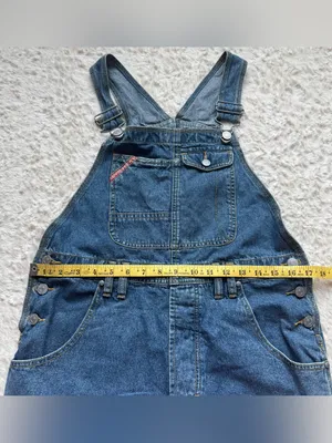 VTG 90s Y2K Union Bay Denim Overall Shorts Shortalls S Blue Jean Americana USA thumbnail 12