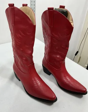 Womans New In Box Idifu Midcalf Western Cowgirl Boots Size 7.5 Red Block heel thumbnail 1