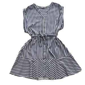 Ashly & Sage Striped Linen Blend Dress Women’s XL Belted Tiered Quiet Luxury thumbnail 1