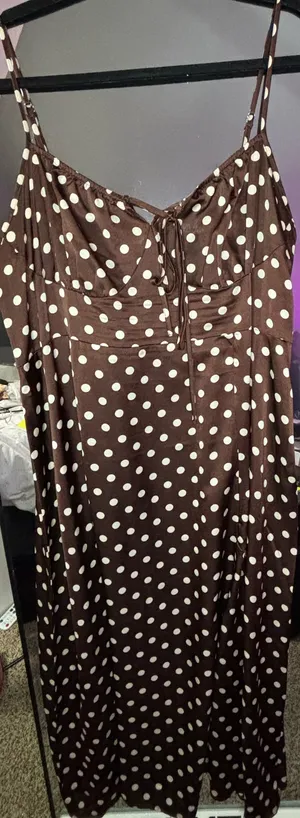 SheIn Brown and cream polka dot dress thumbnail 6