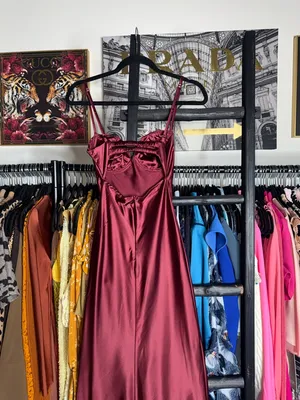 Princess Polly Fadyen Bias Cut Maxi Dress Burgundy Satin Lace Bust XS 2 New NWT thumbnail 14