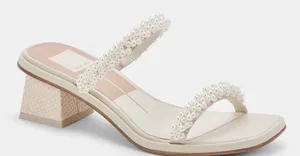 Dolce Vita River Pearl Heels White Size 8 thumbnail 1