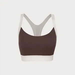 Berlook Activewear Coffee Contrast U Neck Sports Bra - Light Support thumbnail 5