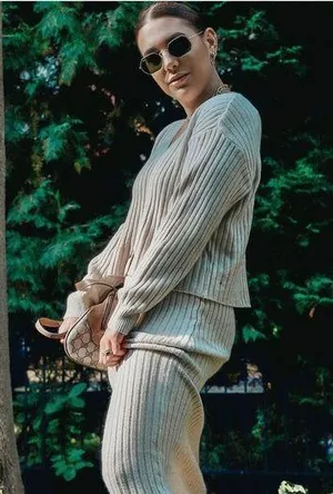 Current Air Trend Savvy Midi Ribbed Knit Cardigan and Skirt Set thumbnail 1