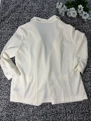 Single-Breasted Blazer ,Ruched 3/4 Sleeves , notched lapels -White XL thumbnail 7