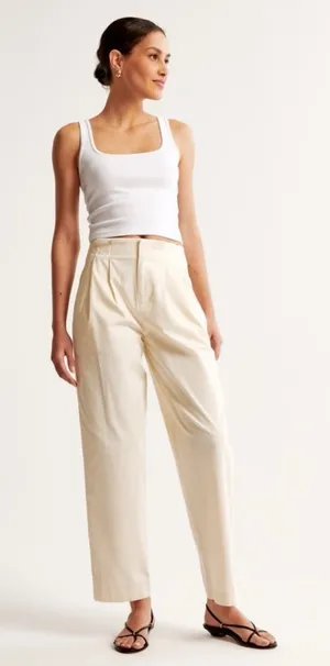 Abercrombie High Rise Tapered Utility Pant Warm Beige Size 25 thumbnail 1