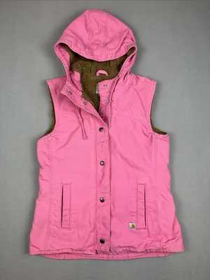 Carhartt Bubblegum Pink Hooded Sherpa-Lined Workwear Vest Size: XS (0/2) thumbnail 1