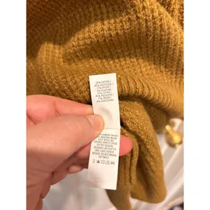Aerie Womens Mustard Yellow Waffle Knit Oversized V-Neck Pullover Hoodie L/G NEW thumbnail 7