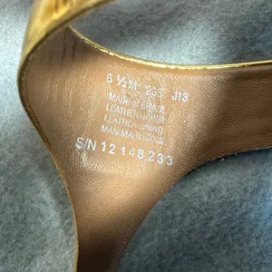 Tory Burch Miller Wedge Sandals Gold Metallic Croc Embossed Logo 8M thumbnail 9