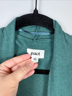 Pact Airplane Wrap Cardigan 100% Organic Cotton Womens XL XXL Green thumbnail 4