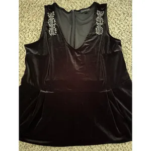 Lane Bryant Women's Sleeveless Black Velvet Beads Tank Top Size 18/20‎ thumbnail 5