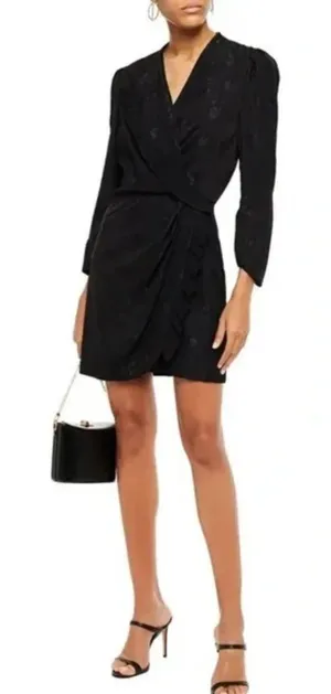 SANDRO Walls Wrap Effect Floral Jacquard Mini Dress Sz‎ 40 (L) thumbnail 1